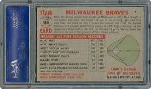 Lot #6104  1956 Topps #95 Braves Team (Name Centered) - PSA NM-MT 8 - Fifteen Higher! - Image 2