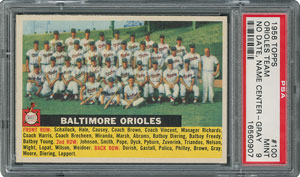 Lot #6111  1956 Topps #100 Orioles Team (Name Centered) - PSA MINT 9 - None Higher! - Image 1