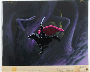 Lot #458 Headless Horseman production cel and production background from The Adventures of Ichabod and Mr. Toad - Image 2