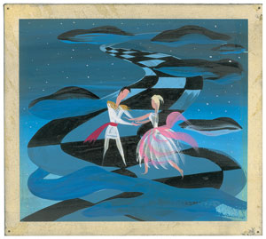 Lot #462 Mary Blair concept painting of Cinderella and Prince Charming from Cinderella