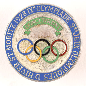 Lot #3031  St. Moritz 1928 Winter Olympics Athlete's Badge