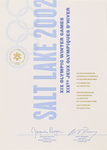 Lot #3114  Salt Lake City 2002 Winter Olympics Participation Diploma - Image 1