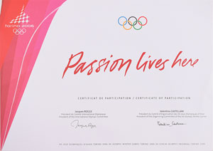 Lot #3134  Torino 2006 Winter Olympics Participation Diploma - Image 1