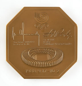 Lot #3111  Seoul 1988 Summer Olympics Press Participation Medal - Image 2