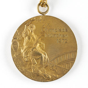 Lot #3085  Munich 1972 Summer Olympics Gold Winner's Medal with Pin - Image 1