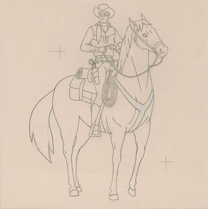 Lot #1142 Lone Ranger and Silver production cel and drawing from The Lone Ranger - Image 2