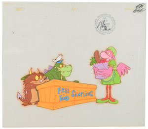 Lot #487 Crocosaurus, Brat, and Ms. Flamincow production cels from The Wuzzles - Image 1