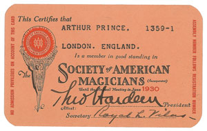 Lot #749  Magic: Hardeen, Theo - Image 1