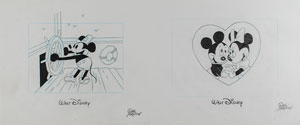 Lot #1077 Paul Carlson Pair of (2) Souvenir Mickey Mouse Drawings - Image 1
