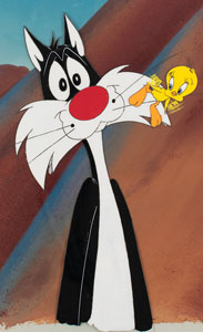 Lot #1106 Sylvester the Cat and Tweety production cel from a Warner Bros. cartoon - Image 2
