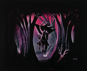 Lot #921 Mary Blair concept painting of the Headless Horseman from The Adventures of Ichabod and Mr. Toad (1949) and matching Walt Disney Company giclee - Image 3