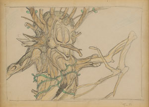 Lot #883 Gustaf Tenggren concept drawing of a tree from Snow White and the Seven Dwarfs - Image 2