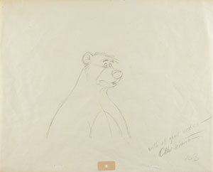 Lot #1054 Baloo production drawing from The Jungle Book with TLS from Ollie Johnston - Image 1