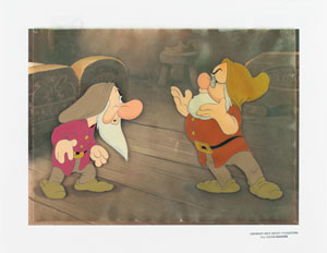 Lot #875 Grumpy and Doc production cels from Snow White and the Seven Dwarfs