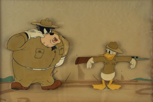 Lot #913 Donald Duck and Black Pete production cels  from Donald Gets Drafted - Image 1