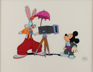 Lot #1068 Mickey Mouse and Roger Rabbit production cel from Mickey's 60th Birthday Special - Image 1