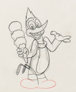 Lot #1115 Woody Woodpecker production drawing from Dizzy Acrobats - Image 2