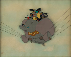 Lot #909 Dumbo, Timothy Q. Mouse, and Crows production cel from Dumbo