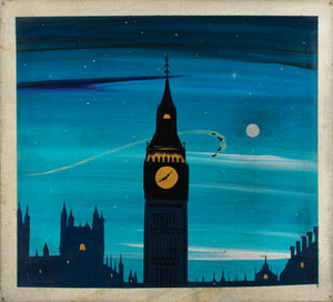 Lot #931 Mary Blair concept painting of Big Ben from Peter Pan - Image 1