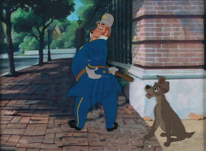 Lot #942 Tramp and Policeman production cel from