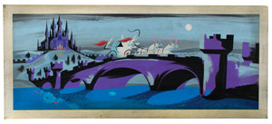 Lot #923 Mary Blair concept storyboard painting of Cinderella's coach from Cinderella