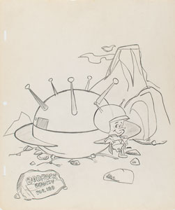 Lot #1121 The Great Gazoo publicity drawing from The Flintstones