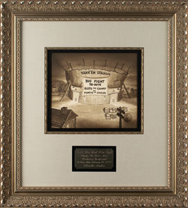 Lot #855 Yank'em Stadium production background from the Popeye cartoon Let's You and Him Fight - Image 2