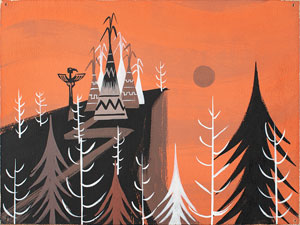 Lot #939 Eyvind Earle concept painting of a Native