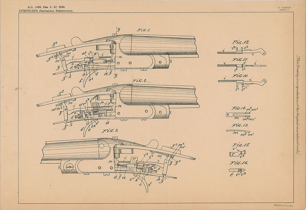 Lot #2065 F. Dumoulin Shotgun Trigger Patent Lithograph