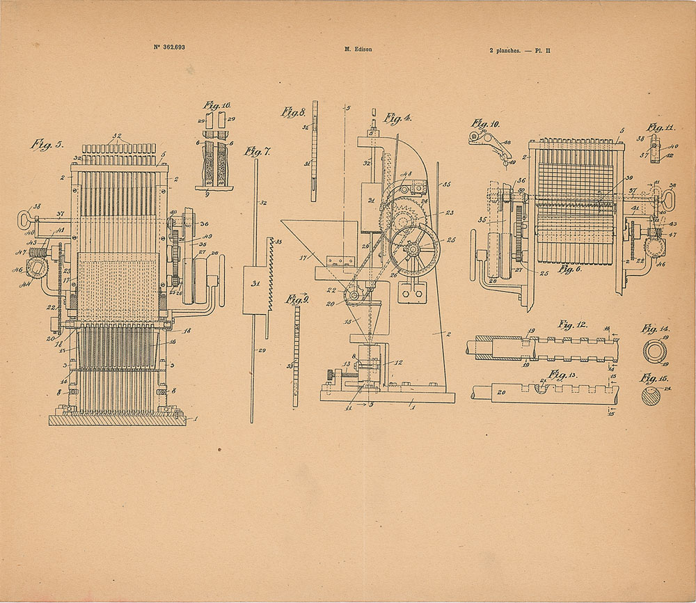 Lot #2069 Thomas Edison Electrode Tube Machine Patent Lithograph