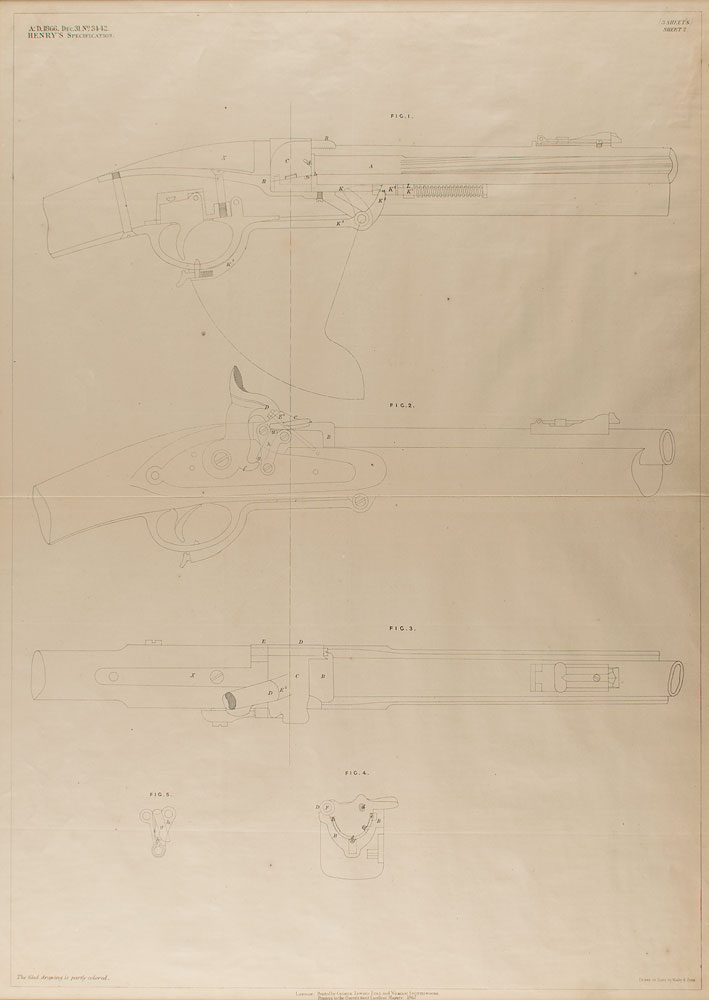 Lot #2072 Alexander Henry Rifle Patent Lithograph