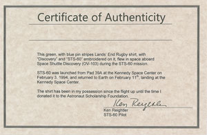 Lot #2302  STS-60: Ken Reightler's Flown Shirt - Image 2