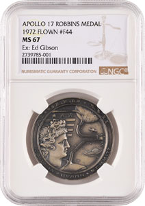 Lot #2262 Ed Gibson's Apollo 17 Flown Robbins Medal - Image 1