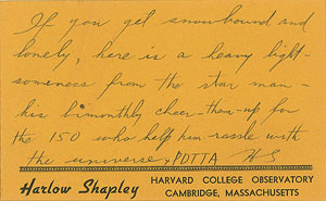 Lot #2057 Harlow Shapley Autograph Letters Signed (3) - Image 4