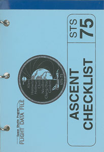 Lot #2292 Jeff Hoffman's STS-75 Flown Ascent Checklist