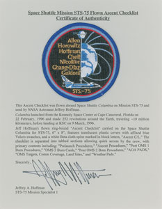 Lot #2292 Jeff Hoffman's STS-75 Flown Ascent Checklist - Image 2