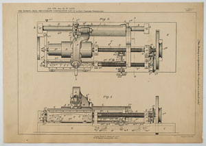 Lot #2067 Thomas Edison and Alexander Graham Bell Phonograph Shaft Patent Lithograph - Image 2