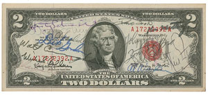 Lot #2263  Apollo Astronauts Signed Two-Dollar Bill