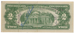Lot #2263  Apollo Astronauts Signed Two-Dollar Bill - Image 2