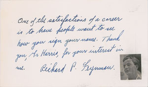Lot #2022 Richard Feynman Autograph Note Signed