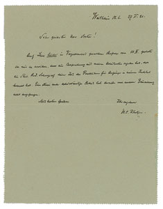 Lot #2038 Wilhelm Rontgen Autograph Letter Signed