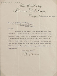 Lot #2033 Thomas Edison Typed Letter Signed