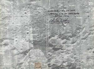Lot #2258 Charlie Duke Signed Apollo 16 Training Orbital Chart - Image 2