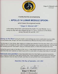 Lot #2248 Edgar Mitchell's Apollo 14 Flown Lunar Module Spoon - Image 4