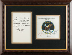 Lot #2246 Michael Collins's Apollo 11 Flown Crew-Signed Beta Patch - Image 1