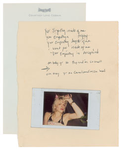 Lot #1041  Nirvana: Courtney Love Handwritten Song Lyrics