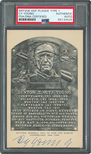 Lot #4125 Cy Young Signed HOF Card - PSA/DNA - Image 1