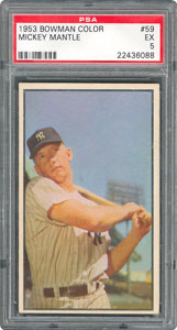 Lot #4003  1953 Bowman Color #59 Mickey Mantle -