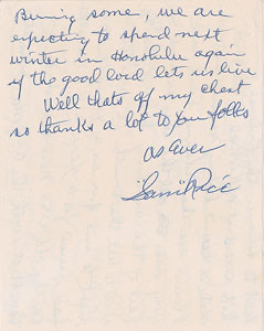 Lot #4089 Sam Rice Signed 1926 Spalding Champions Card and Autograph Letter Signed - Image 3