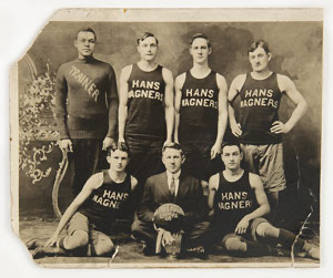 Lot #4140 Honus Wagner 1909 Basketball Team Postcard Photo - Image 1